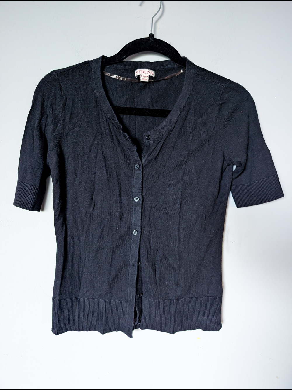 Merona Black Short-Sleeve Button Cardigan